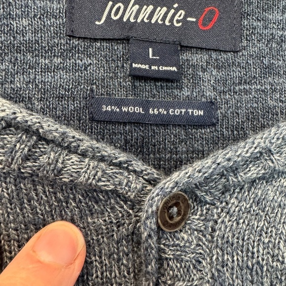 johnnie-O Wool/Cotton Pullover Henley Rolled Neck Sweater / Large - Picture 9 of 9